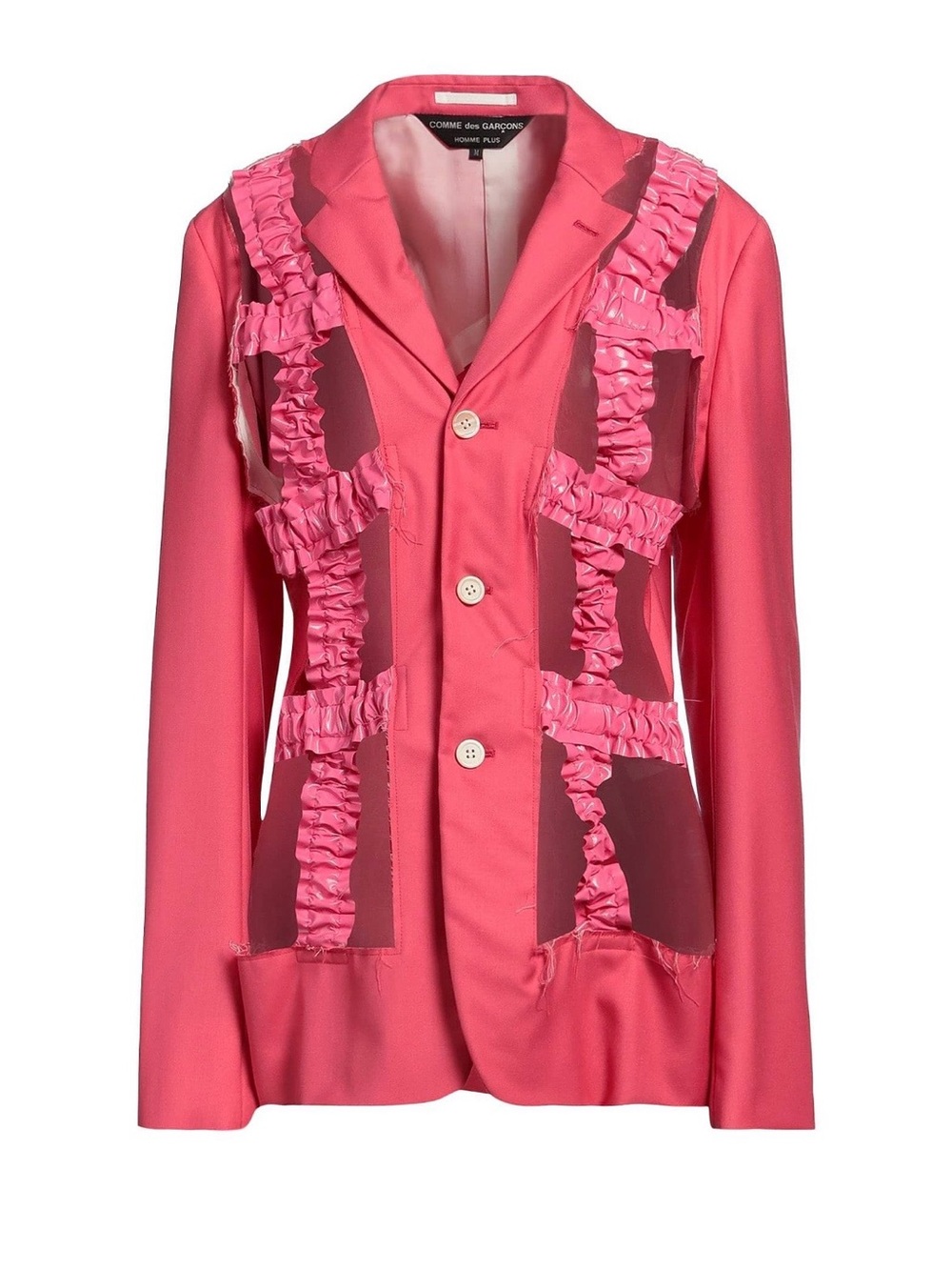 Comme des Garcons Pink Ruffle-Trim Blazer